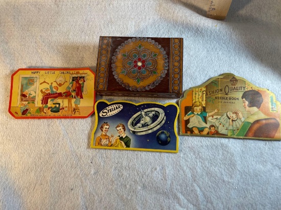 Vtg Needle Books and Sewing Box