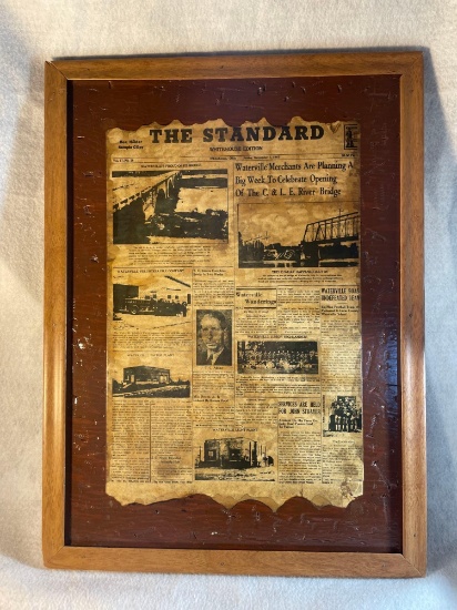 Historic Waterville Ohio Newspaper Clipping on Board