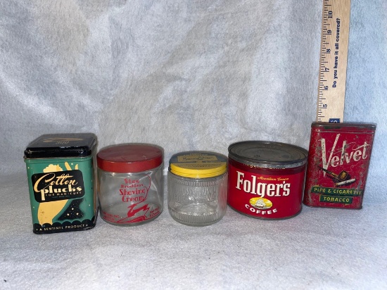 Assorted Vtg Advertising Tins and Jars