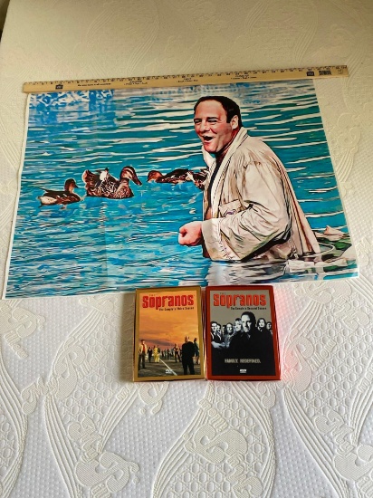 Vinyl Tony Soprano Feeding Ducks Poster With Two Season Dvd Sets
