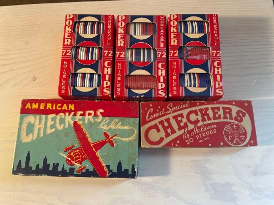 Vtg Checkers and Poker Chips
