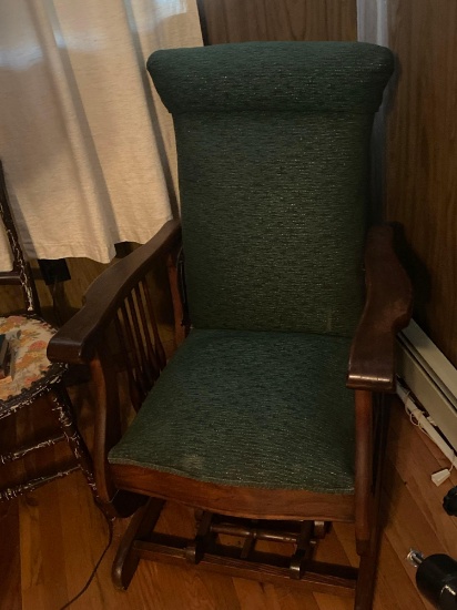 Vintage Green Upholstered Glider Chair
