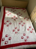 Red Boarder Paw Print Theme Vintage Quilt