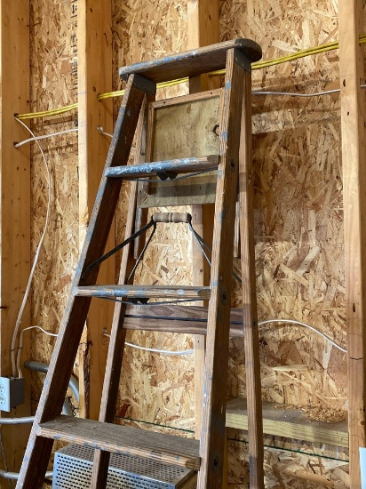 Two Wooden Eight Foot Ladders