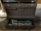 Vintage Tool Box Filled With Vintage Tools & Rolling Cart