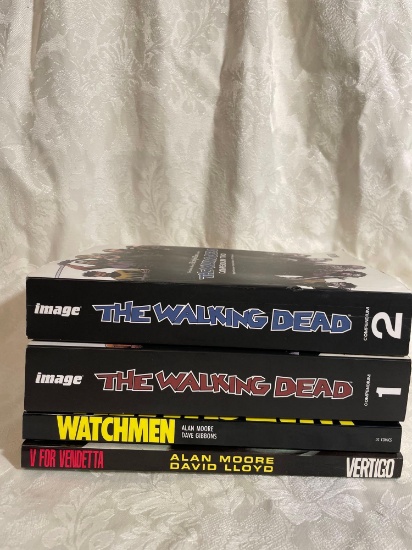 The Walking Dead Compendiums, Watchmen, and V For Vendetta