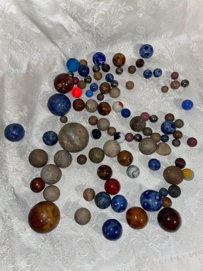 Antique Marbles and Chocolate tin