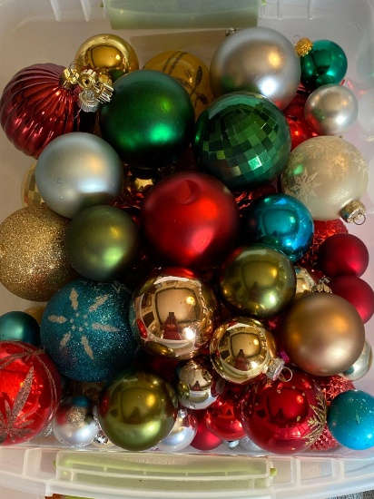 Large Assortment Of Classic Bulb Ornaments With Christmas Tree Beads