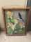 hummingbird wood framed stained glass