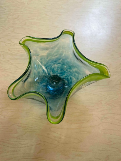 handmade glass bowl green