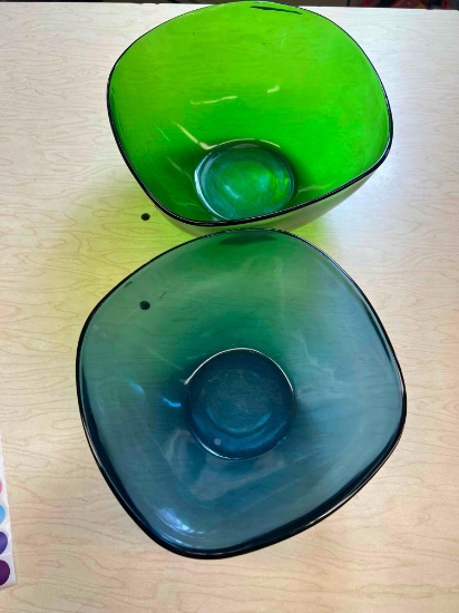 two vintage french glass bowls