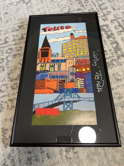 vintage Framed Toledo signed Tony Packo artwork