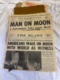 Moon Landing Newspapers, Advertisements and Atlas