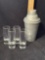 Marshak Cocktail Shaker With Casino Shot Glasses