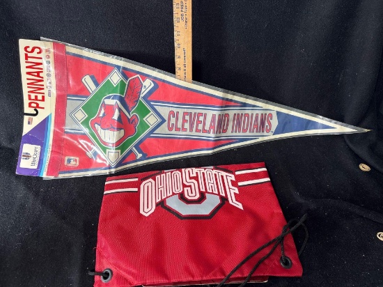 New In Package Cleveland Indians Pennant With OSU Bag