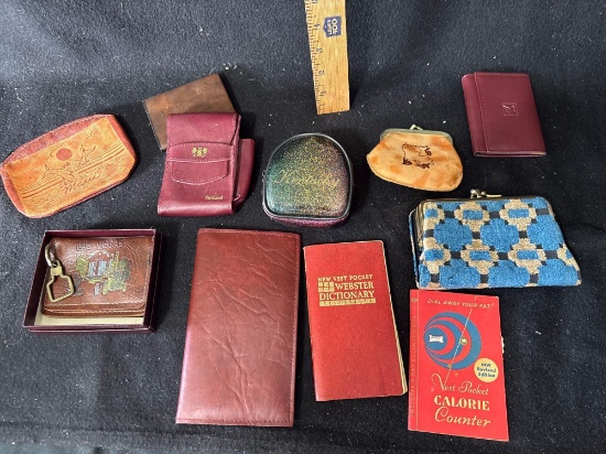 Assorted Leather Change Purses With Misc