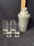 Marshak Cocktail Shaker With Casino Shot Glasses