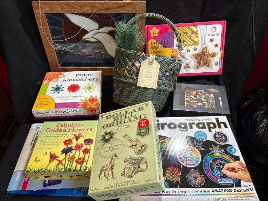 Bin Of Assorted Craft Supplies & Instruction Books