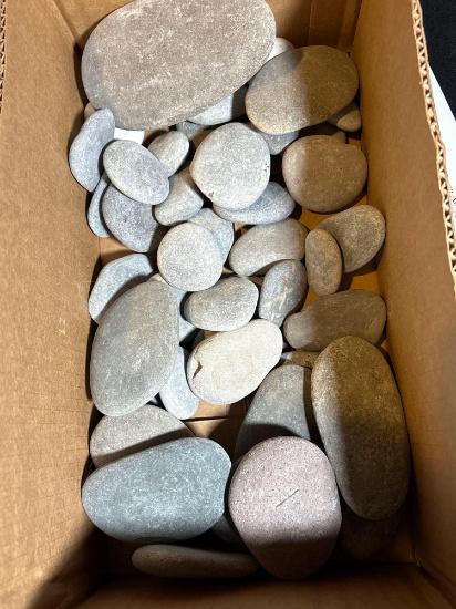 Box Of Flat Stones For Scrimshaw Practice