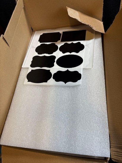 Four Boxes Of Crafting Jars With Label Stickers