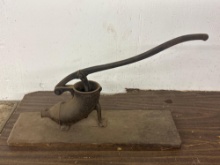 Vintage No. 1 Sausage Stuffer On Mounted Wood