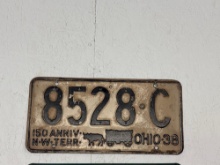 1938 Ohio License Plate