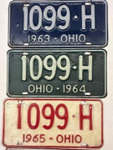 Three 1960s Ohio License Plates