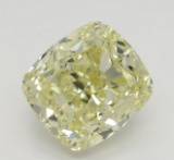 4.01 ct, Yellow-VVS1, Cushion cut Diamond