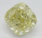 4.05 ct, Yellow/VVS2, Cushion cut Diamond