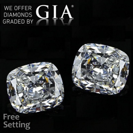 2.09 ct Cushion cut Diamond Pair