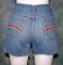 Vintage 1970s Juniors Jean Mini Shorts With Red Back Pocket Detail