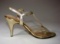 Vintage 1960s Ladies Johansen Acrylic And Gold Lame Peep Toe Heels 8.5