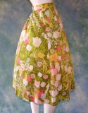 Vintage 1960s Ladies Fit And Flare Floral Skirt