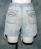 Vintage 1970s Juniors Item One Juniors Jean Shorts Rainbow Pockets