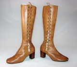 Vintage 1970s Ladies Thigh High Lace Up Leather Boots 7.5