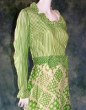 Vintage 1970s Ladies Maxi Dress By Miss Elliott Patchwork And Strip Print Sz 16