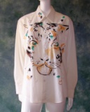 Vintage 1980s Lioness Rucci Hand Painted And Signed Men's Lee's Collared Shirt