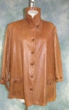 Vintage Ladies 1920s Oversized Leather Jacket Marshall Field Co. Sports Apparel With Belt