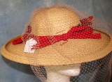 Vintage Ladies 1930s Straw Sunbonnet With Netting By Lenesta