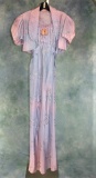 Vintage 1930s Ladies 2 Piece Gown In Pink And Purple Jacquard Fabric