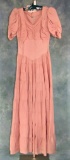 Vintage 1930s Ladies Long Pink Taffeta Gown