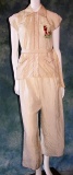 Vintage 1930s Ladies Asian Wide Leg Pajama Set In Raw Silk Or Blend With Embroidery