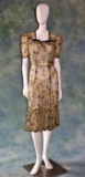 Vintage 1930s Ladies Silk Crepe Polychrome Floral Print Dress