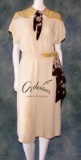 Vintage 1940s Gilbert Adrian Ladies Novelty Print Dress In Silk And Crepe