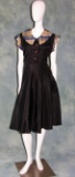 Vintage 1940s Ladies Black Taffeta And Plaid Dress