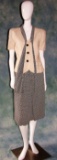 Vintage 1950s Ladies 2 Piece Linen And Silk Suit With Peplum Waist