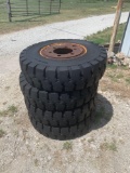 Qty of 4 MPR2 825-15 Solid Forklift Tires with Wheels