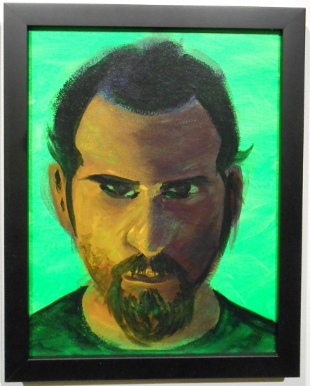 Unidentified Artist: Portrait on Green Background