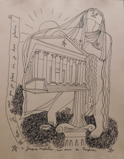 Jean Cocteau: Woman Standing by Parthenon