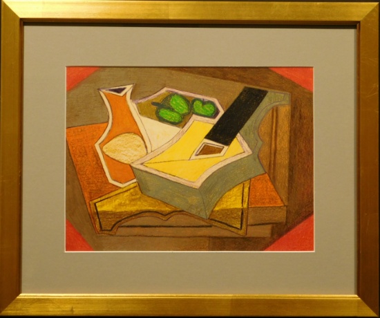 After Metzinger: Cubist Composition with Green Apples and Guitar.